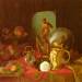 A Still Life with Fruit, Objects d'Art and a White Rose on a Table